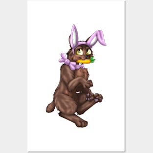 Bobtail BunnyCat: Chocolate (Pink) Posters and Art